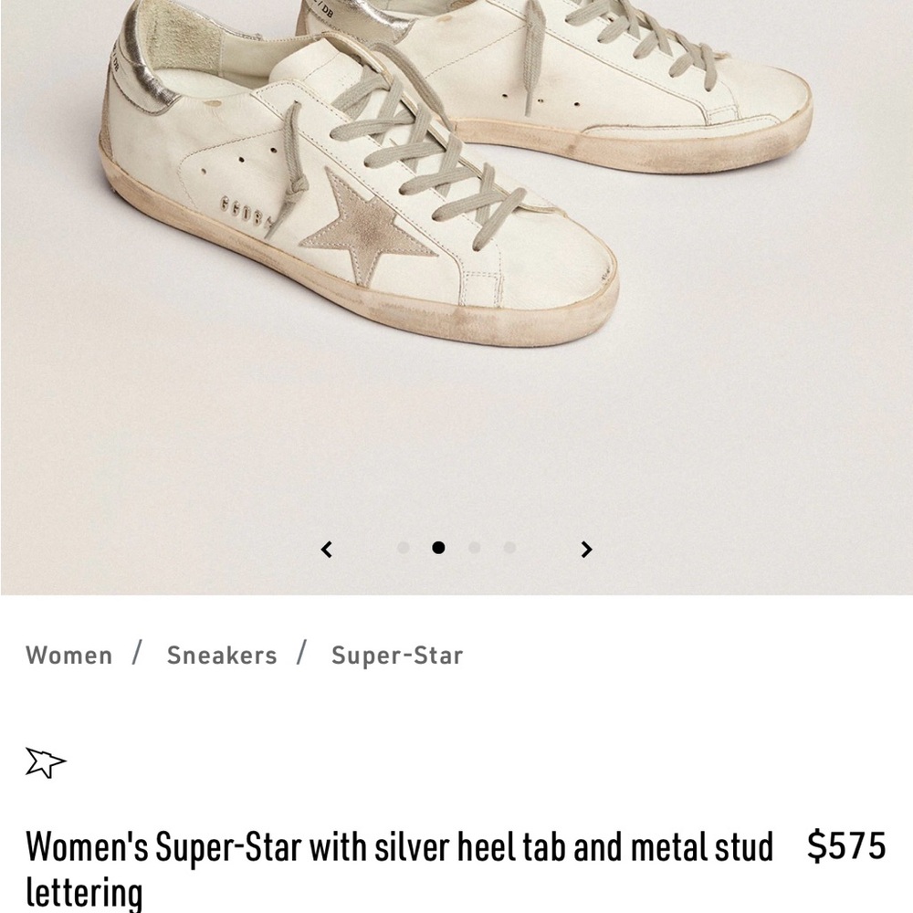 Golden Goose White and Silver Distressed Sneakers